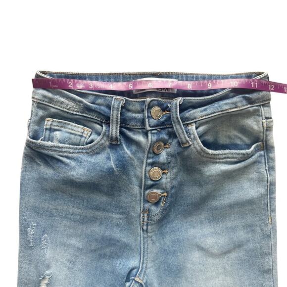 Vervet Skinny Jeans Women's Size 24 Blue Light wash distressed Button fly Grunge - Picture 6 of 15